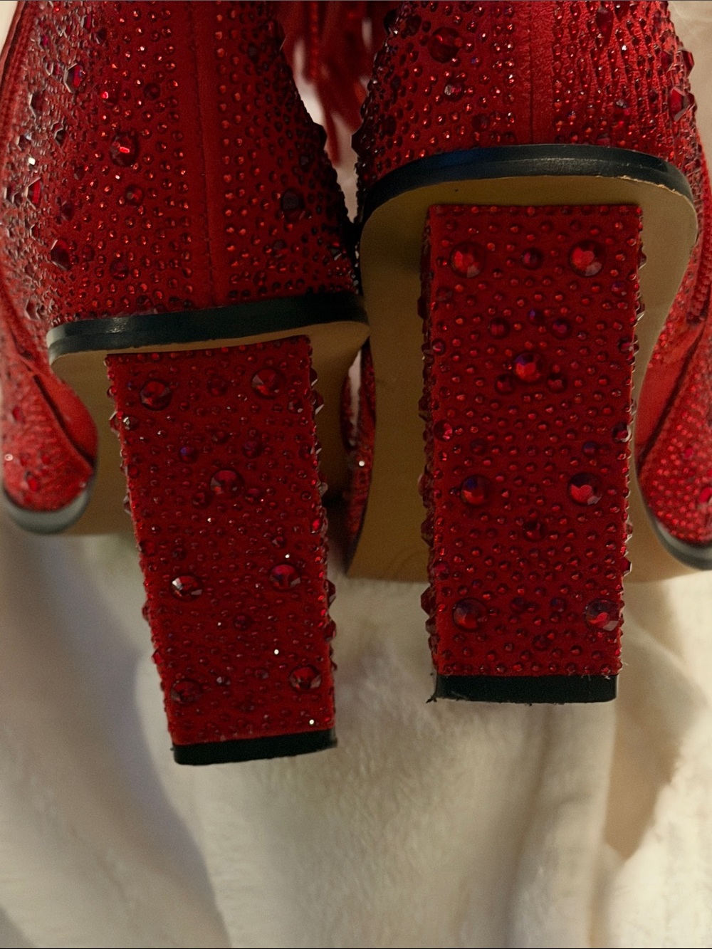 Jessica Simpson Asire Rhinestone Red Fringe Block Heel Boot SIZE 8 - Picture 9 of 9